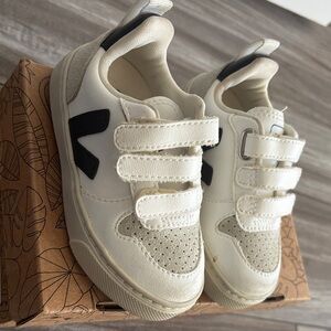 Veja Kids Cream and Black Sneakers